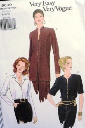 9099 VOGUE EZ SEMI-FIT SS-LS BLOUSE LENGTHS PATTERN 8-12
