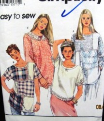 9112 SIMPLICITY SS-LS TOPS CROPPED OR NOT, LACE / PATCHES PATTERN XS-M UNCUT