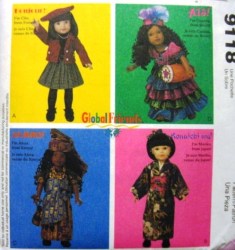 9118 MCCALLS 14"  18'' JAPAN, KENYA, BRAZIL, FRANCE  TRIBAL DOLL CLOTHES PATTERN