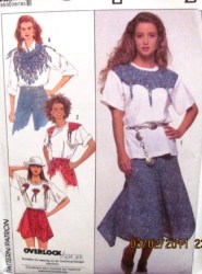 9118  SIMPLICITY HANKIE HEM SKIRT, TOP,  SHORTS, FRINGE SCARF PATTERN PTE,M,LG CHOICE