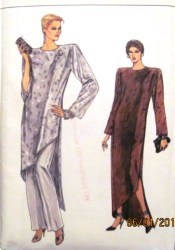 9134 VOGUE 80S ASYMMETRIC FLOOR DRESS,TUNIC,PANTS PATTERN 8-12