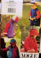9142 VOGUE KIDS POLAR FLEECE HATS,CAP,COAT PATTERN 2-6X