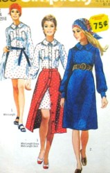 9153 1970 LS DRESS 2 LENGTHS, BUTTON MIDI SKIRT PATTERN 12 34''