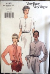 9155 EZ VOGUE LOOSE FIT SHORT - LONG SLEEVE BUTTON BLOUSE PATTERN 18-22 UNCUT