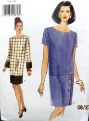 9168 EZ VOGUE LOOSE SHORTER CONTRAST SS-LS DRESS PATTERN 18-22