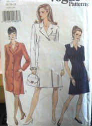 9170 BUTTON DOWN SS-LS VOGUE A-DRESS PATTERN 14-18