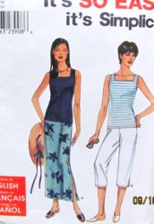 9179 SO EZ LONGER SLIT SKIRT,CAPRIS, KNIT TANK TOP PATTERN XS-XL