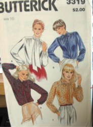 3319 70S LOOSE LS BUTTON COLLAR OR NOT BLOUSES PATTERN 16