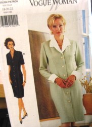 9195 VOGUE EZ TAPER SS-LS BUTTON DRESS PATTERN 18-22 or 12-16 uncut choice