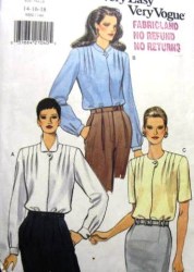 9202 VOGUE EZ CLASSIC TUCK SNAP BLOUSE PATTERN 8-12, 14-18 choice uncut