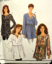 9208 SIMPLICITY PULLOVER LONG EMPIRE LONG SLEEVE TOPS PATTERN 6-16 XS-MED UNCUT