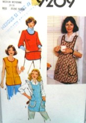 9209 SIMPLICITY 1979 TIED POCKET APRONS BUTTONS OR NOT PATTERN 10-12, 14-16
