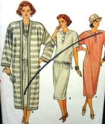 9218 VOGUE LOOSE LONG UNLINED COAT,DRESS LENGTHS PATTERN 8-12 or 14-18 uncut choice