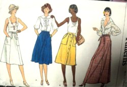 9219 70s VOGUE FLARE/ A-LINE SKIRT LENGTHS, BELT PATTERN 26 1/2''W
