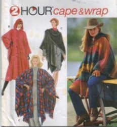 9223 2 HR CLASSY HOODED CAPE, WRAP PATTERN ONE SZ XS-L