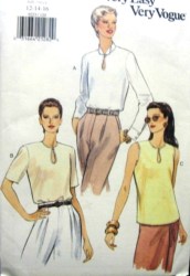 9223 EZ PULLOVER VOGUE BLOUSE SLEEVES OR NOT PATTERN 6-10,12-16
