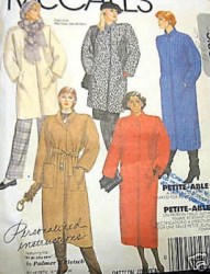 9229 MCCALLS LINED OR UNLINED COLLAR COAT, BELT LENGTHS PATTERN SZ 12 OR 6