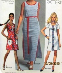 9234 '70 MINI-MAXI DRESS SLEEVES OR NOT PATTERN MS 12, 9/10 TEEN