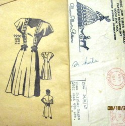 9250 1947 CAPE SLEEVE PANEL FLARE DRESS PATTERN 16 34''B