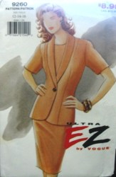 9260 EZ  VOGUE SHORT SLEEVE  HIP JACKET, TAPER SHORT SLEEVE DRESS PATTERN 12-16 UNCUT