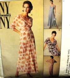 9263 LONG EMPIRE MIDRIFF V-DRESS SLVS OR NOT,SLIP PATTERN 10-14