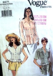 9271 VOGUE EZ LOOSE TUCK CAP-SS-LS BLOUSE PATTERN 12-16