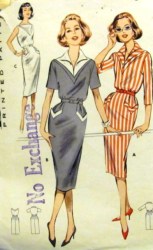 9302 50s CUTE CHEVRON YOKE DRESS SLVS OR NOT PATTERN 14 34''