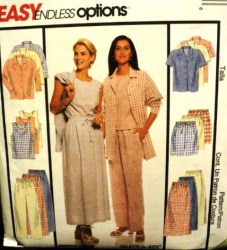 9309 MCCALLS BOXY SS-LS SHIRT, TOP, SKIRT, PANTS, SHORTS PATTERN 8-12; 16-20 UNCUT