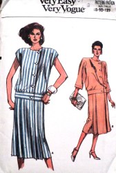 9310  VOGUE CAP- 3/4 SLEEVES INSET LONG BUTTON WRAP Pleat DRESS PATTERN 8-12; 14-18 CHOICE