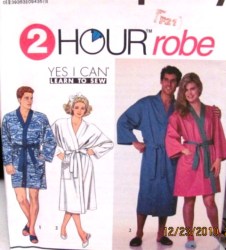 9319 SIMPLICITY 2 HR UNISEX WRAP ROBE LENGTHS PATTERN XS-M, LG-XL uncut choice