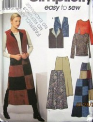 9328 KNIT LS TOP,BOXY VEST,FLARE SKIRT PATTERN 16-22