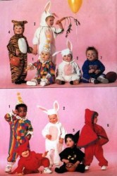 9331 SIMPLICITY TIGER, RABBIT, DEVIL, FOOTBALLER, RIDING HOOD BABE PATTERN 6-18 MONTHS, 1-4