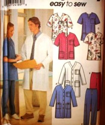 9334  SIMPLICITY EASY UNISEX SCRUB JACKET, TOP,  PANTS PATTERN XS-M, L-XL CHOICE