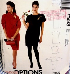 3773  EZ MCCALLS STRETCH SS-LS PULLOVER DRESS LENGTHS, TOP, COWL PATTERN LG, MEDIUM; SMALL CHOICE