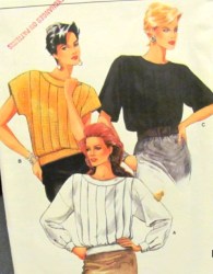9353 85 VOGUE BACK BUTTON SS-LS TUCK BLOUSE PATTERN 12