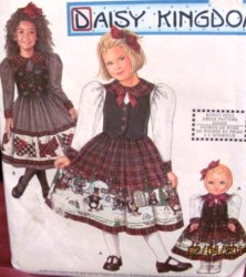 9357 DK TIED DRESS,SLIP,MOCK VEST, 18'' DOLL PATTERN 5-8,3-6