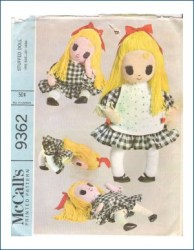 9362 1968 MCCALLS 22'' RAG DOLL,YARN HAIR,CLOTHES PATTERN