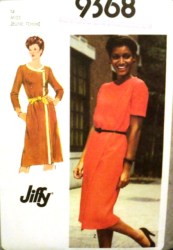 9368 JIFFY 70S FRONT WRAP SS-LS DRESS PATTERN 14