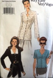 9391 VOGUE EZ FIT SS-LS BUTTON BLOUSE LENGTHS PATTERN 12-16