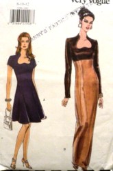 9396 EZ VOGUE RAISED NECK EMPIRE FLARE- TAPER DRESS LENGTHS PATTERN 8-12