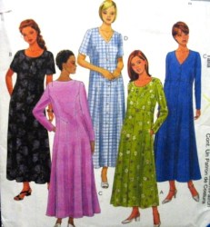 9405  McCalls LOVELY BUTTON DOWN SS-LS LONG EMPIRE DRESS PATTERN 18w-22w uncut