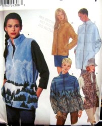 9409 SIMPLICITY FLEECE NYLON LEATHER ZIP VESTS, JACKET PATTERN XS-M,L-XL