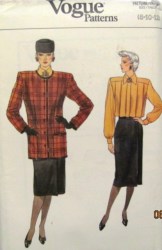 9421 VOGUE LONG BUTTON JACKET,  WRAP SKIRT,  BLOUSE PATTERN 8-12 or 14-18 Choice uncut