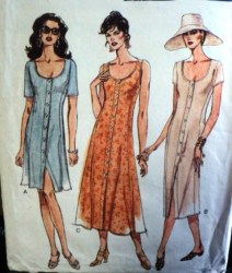 9422 EZ VOGUE BUTTON SHORT SLEEVE / SLEEVELESS  DRESS LENGTHS PATTERN 12-16