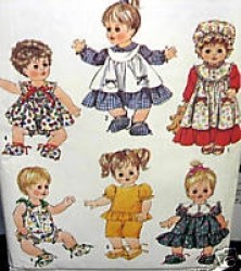 9434 SIMPLICITY 14-16'',17-18'' BABY DOLL DRESS, SHOES, HAT, PANTIES PATTERN UNCUT