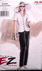 9439 EZ VOGUE SS BUTTON TOP, PANTS PATTERN 18-22