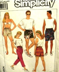 9495 UNISEX EZ SEW SURFERS BOTTOMS 3 LENGTHS PATTERN XS-LARGE