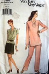 9498 EZ VOGUE PULLOVER TOP LENGTHS,A-SKIRT,PANTS PATTERN 6-10