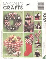 9501 XMAS PANDA TREE TOPPER, CANES, ORNAMENT, WREATH PATTERN