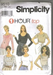 9510 Simplicity  1 HR PULLOVER KNIT SLEEVES/CROP OR NOT TOPS PATTERN 6-16 XS-MED uncut